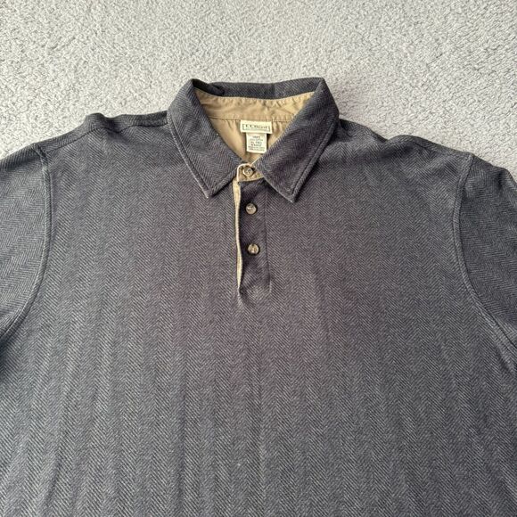L.L. Bean Other - NEW LL Bean Sweater Mens Big & Tall XLT Extra Large Gray Polo Henley Herringbone